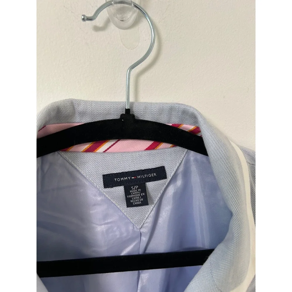 Tommy Hilfiger Blazer Womens Small Light Blue Excellent Preppy Crest Trim
